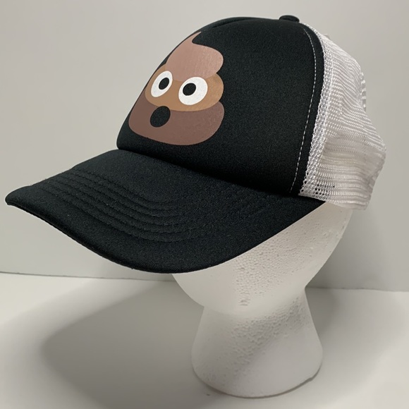 Black and White Trucker Hat with 💩 Emoji 🆕 - Picture 8 of 15